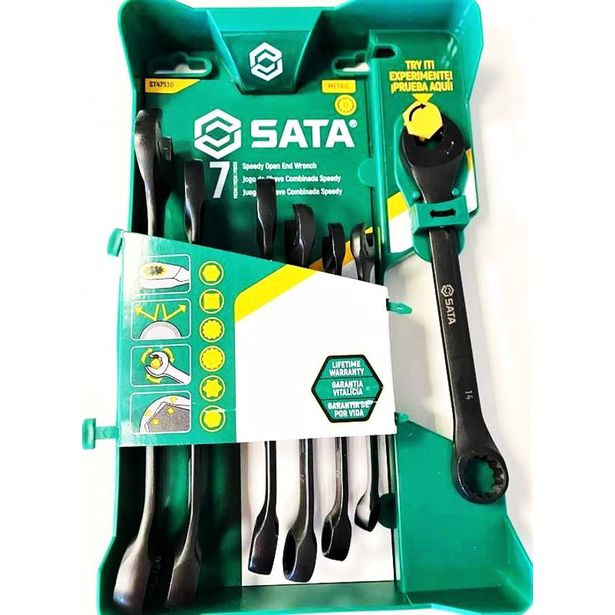 Kiintoräikkälenkkiavainsarja Sata Spline 8-17mm, 7 osaa, telineessä