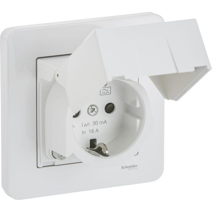 Vikavirtasuojapistorasia Schneider Electric Exxact, uppoasenteinen, JL, IP44, valkoinen