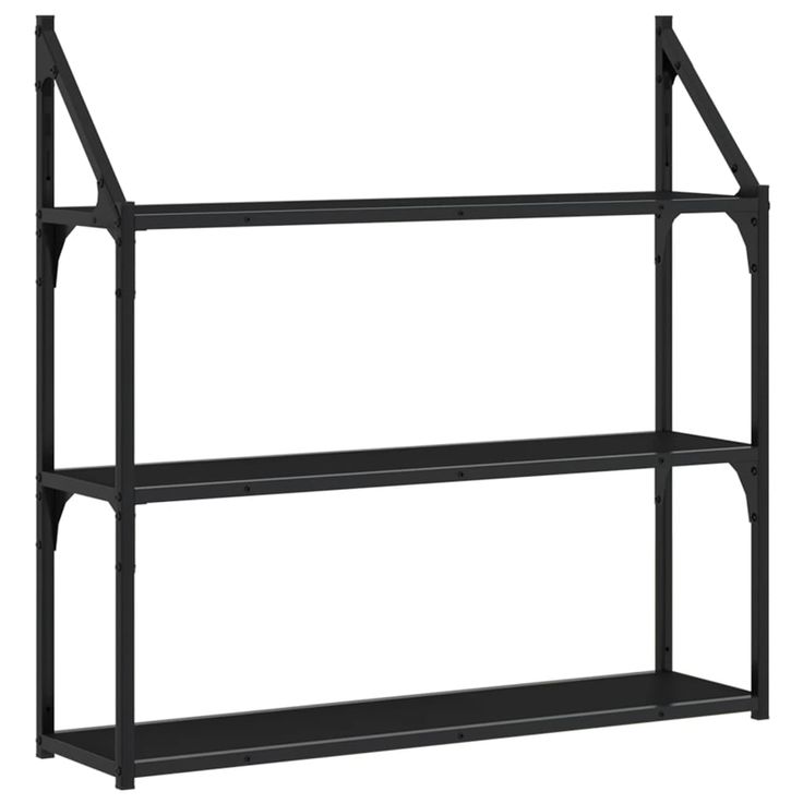 Seinähylly 3 kerrosta musta 80x21x78,5 cm tekninen puu (35454)