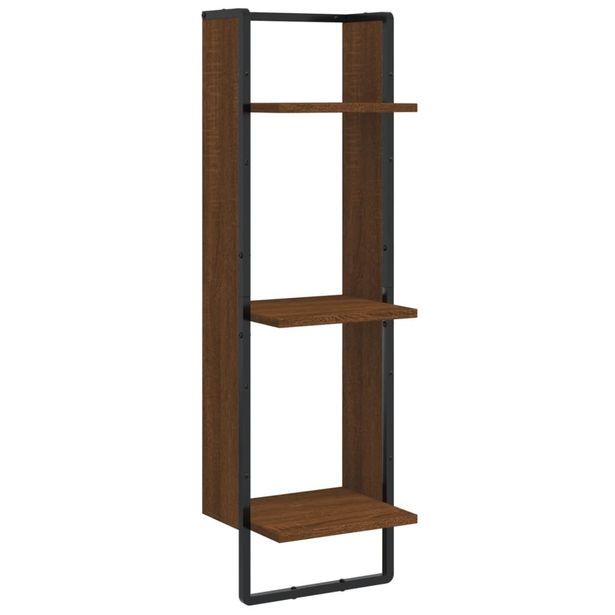 Seinähylly 3 kerrosta ruskea tammi 30x25x100 cm tekninen puu (36307)