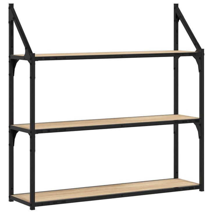 Seinähylly 3 kerrosta Sonoma-tammi 80x21x78,5 cm tekninen puu (35455)