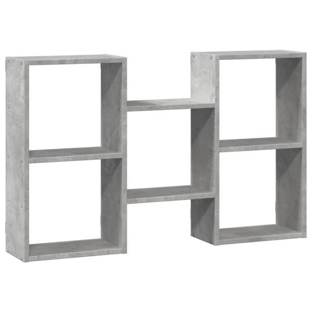 Seinähylly betoninharmaa 96x18x60 cm tekninen puu (53230)