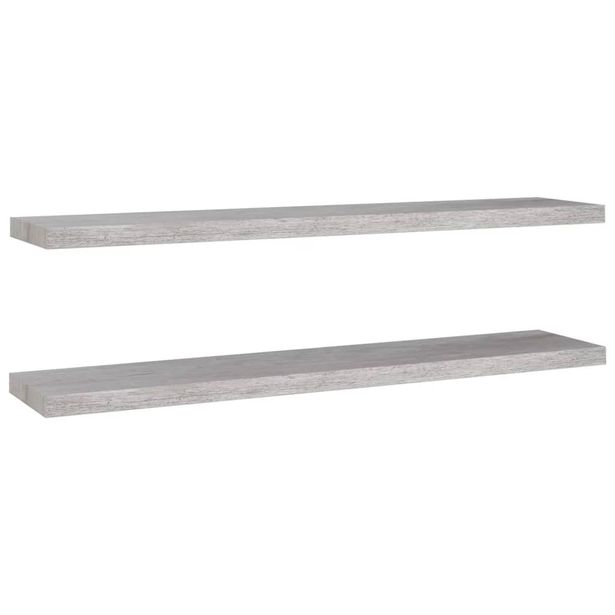 Seinähylly Kelluva 2kpl betoninharmaa 120x23,5x3,8 cm MDF (26607)