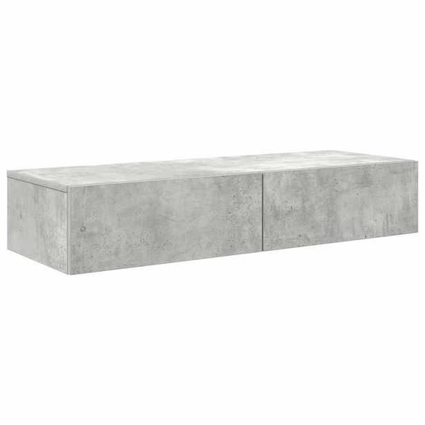 Seinähylly laatikoilla betoninharmaa 100x36x19 cm tekninen puu (59989)