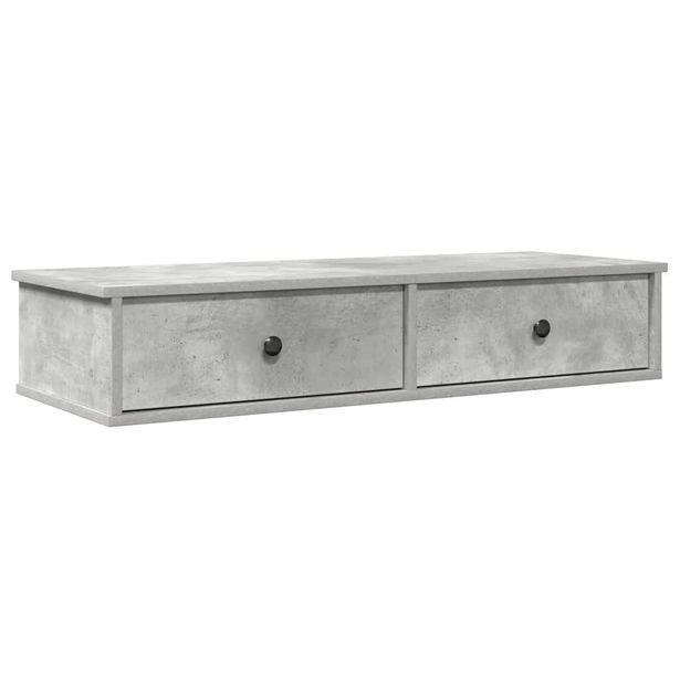 Seinähylly laatikoilla betoninharmaa 100x37,5x19cm tekninen puu (59962)