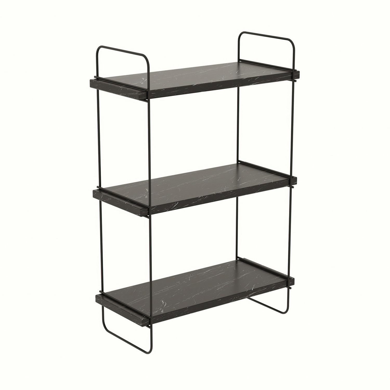 Seinähylly Linento Furniture Pulalis, musta/marmori