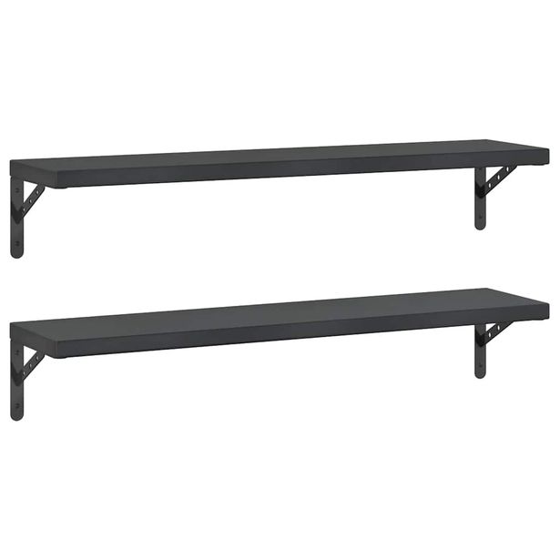 Seinähyllyt 2 kpl 100x23,5 cm musta ruostumaton teräs (14513)