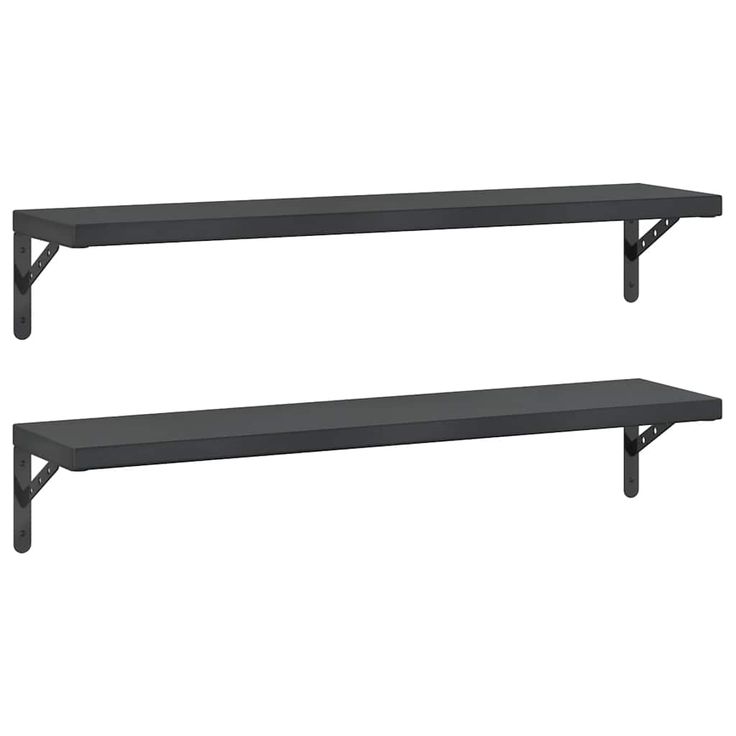 Seinähyllyt 2 kpl 100x23,5 cm musta ruostumaton teräs (14513)