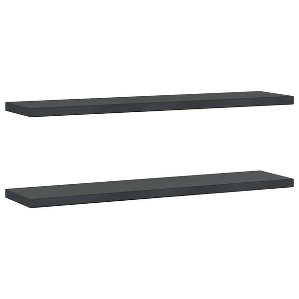 Seinähyllyt 2 kpl 100x23,5x3 cm musta ruostumaton teräs (30289)