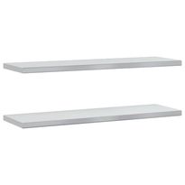 Seinähyllyt 2 kpl 100x30x3 cm hopea ruostumaton teräs (30279)