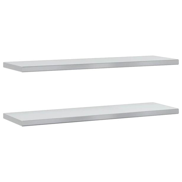 Seinähyllyt 2 kpl 100x30x3 cm hopea ruostumaton teräs (30279)