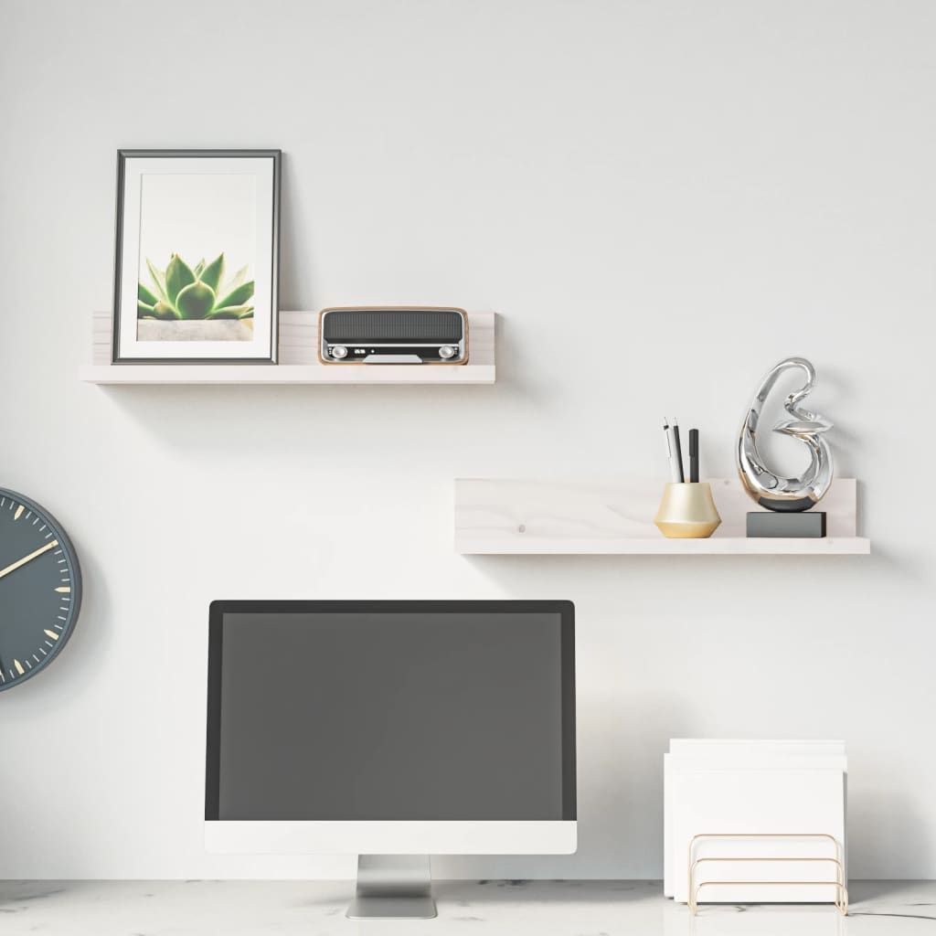 Seinähyllyt 2 kpl 50x11x9 cm mänty valkoinen