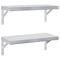 Seinähyllyt 2 kpl 50x23,5 cm hopea ruostumaton teräs (14510)