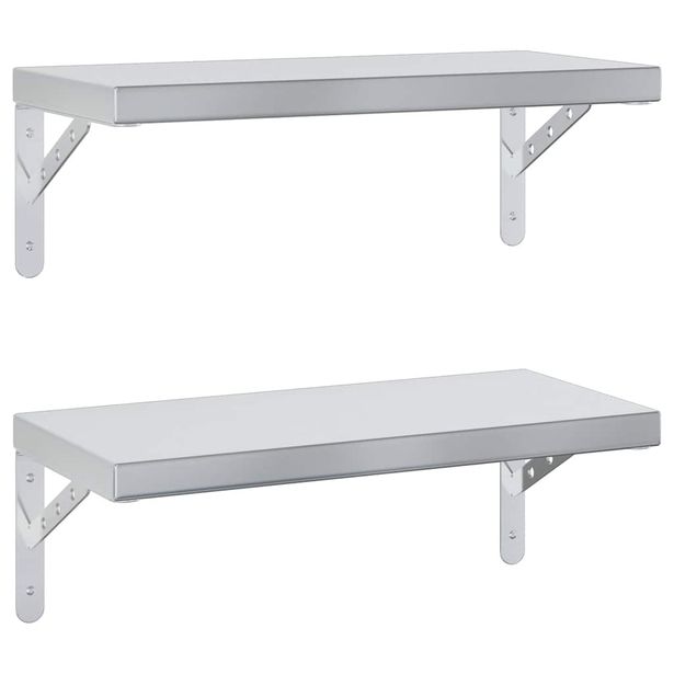 Seinähyllyt 2 kpl 50x23,5 cm hopea ruostumaton teräs (14510)