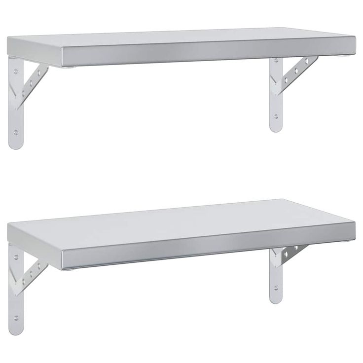 Seinähyllyt 2 kpl 50x23,5 cm hopea ruostumaton teräs (14510)
