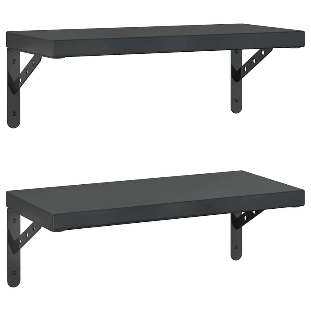 Seinähyllyt 2 kpl 50x23,5 cm musta ruostumaton teräs (14519)