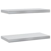 Seinähyllyt 2 kpl 50x23,5x3 cm hopea ruostumaton teräs (30286)