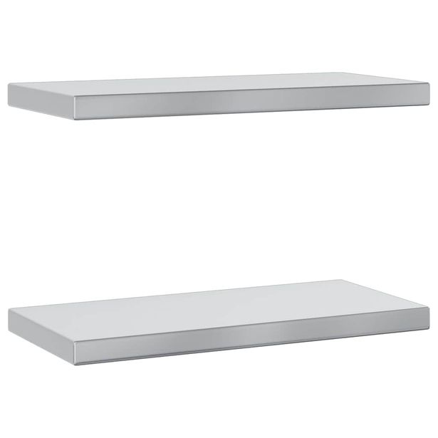 Seinähyllyt 2 kpl 50x23,5x3 cm hopea ruostumaton teräs (30286)
