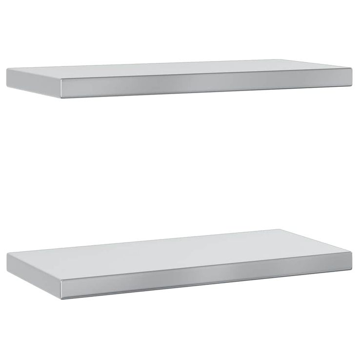 Seinähyllyt 2 kpl 50x23,5x3 cm hopea ruostumaton teräs (30286)