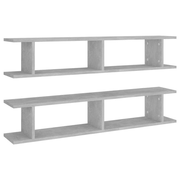 Seinähyllyt 2 kpl betoninharmaa 105x18x20 cm lastulevy (07209)