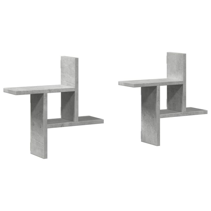 Seinähyllyt 2 kpl betoninharmaa 38x12x38 cm tekninen puu (53248)