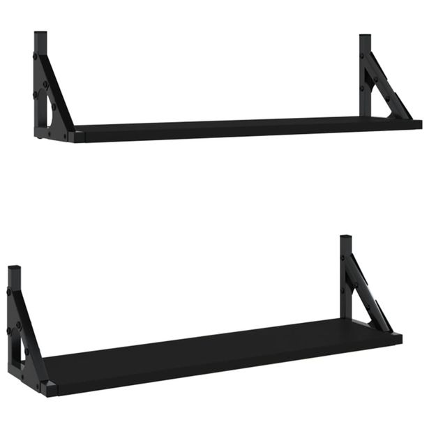 Seinähyllyt 2 kpl musta 60x15x15,5 cm (36323)