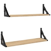 Seinähyllyt 2 kpl Sonoma-tammi 60x15x15,5 cm (36324)
