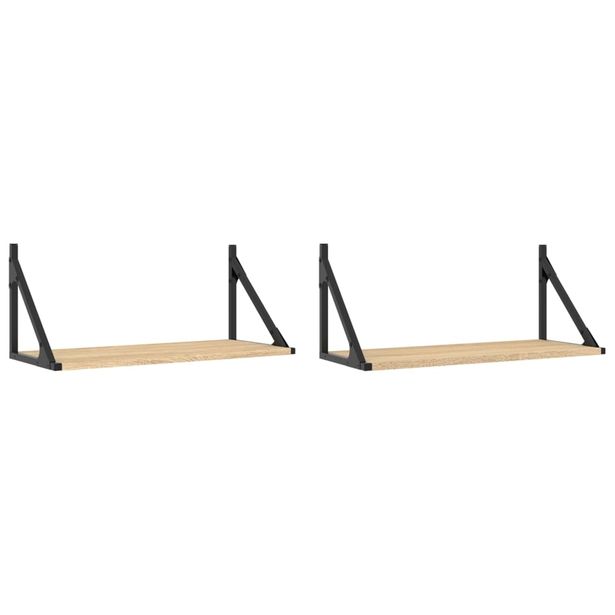 Seinähyllyt 2 kpl Sonoma-tammi 60x25x25,5 cm tekninen puu (36334)