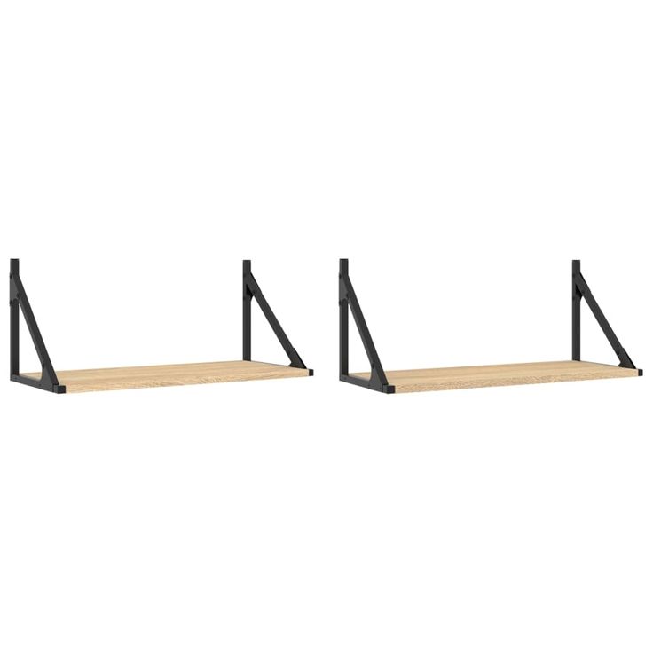 Seinähyllyt 2 kpl Sonoma-tammi 60x25x25,5 cm tekninen puu (36334)