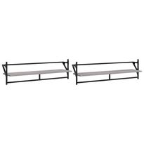 Seinähyllyt tangoilla 2 kpl harmaa Sonoma 100x25x30 cm (36251)