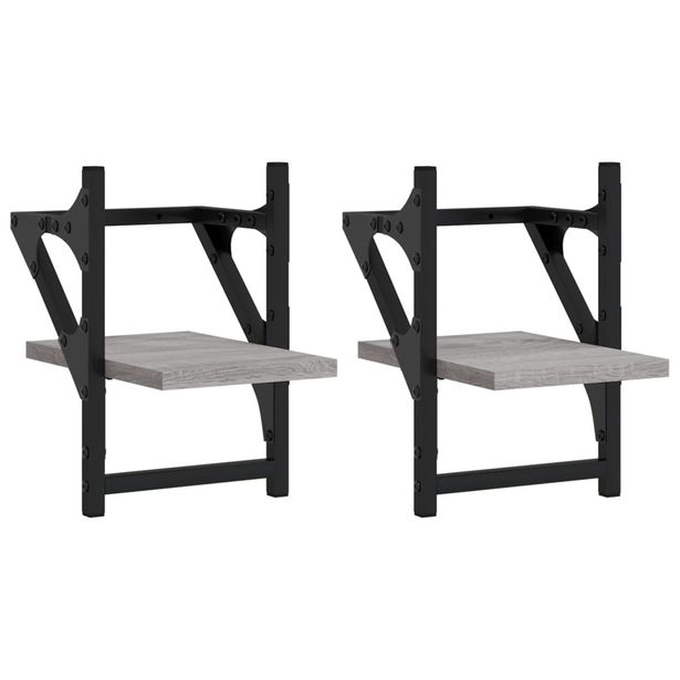 Seinähyllyt tangoilla 2 kpl harmaa Sonoma 20x25x30 cm (36231)