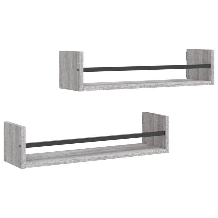 Seinähyllyt tangoilla 2 kpl harmaa Sonoma 60x16x14 cm (35437)