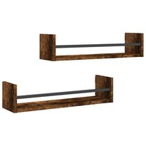 Seinähyllyt tangoilla 2 kpl savutammi 60x16x14 cm (35436)