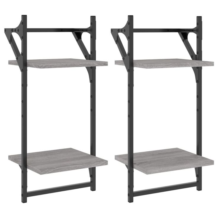Seinähyllyt tangoilla 2 tasoa 2 kpl harmaa Sonoma 30x25x65 cm (36256)