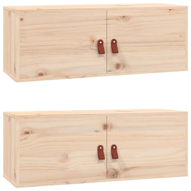 Seinäkaapit 2 kpl 80x30x30 cm täysi mänty (18376)