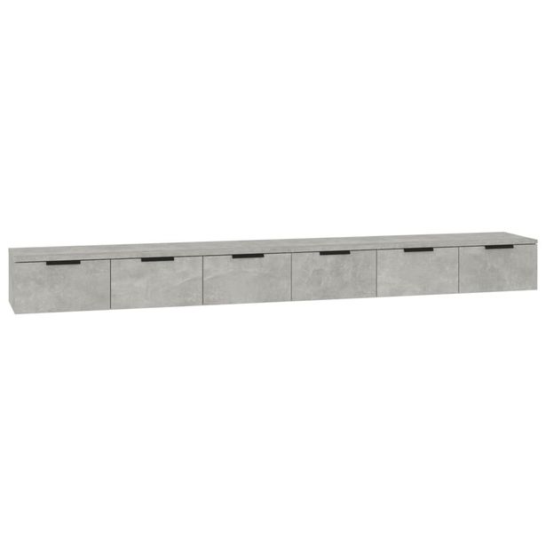 Seinäkaapit 2 kpl betoninharmaa 102x30x20 cm tekninen puu (15903)
