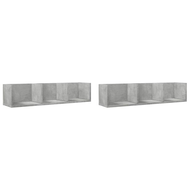 Seinäkaapit 2 kpl betoninharmaa 75x18x16,5 cm tekninen puu (40436)