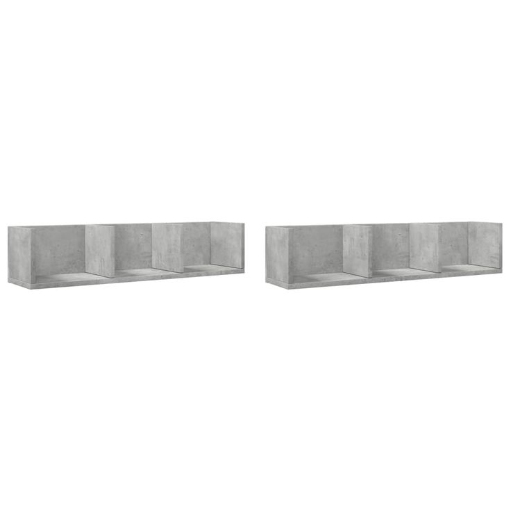 Seinäkaapit 2 kpl betoninharmaa 75x18x16,5 cm tekninen puu (40436)