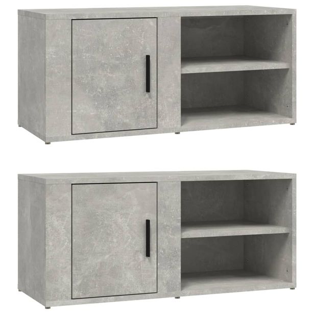 Seinäkaapit 2 kpl betoninharmaa 80x31,5x36 cm tekninen puu (19445)
