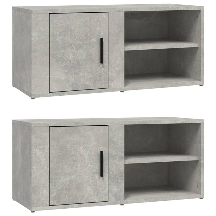 Seinäkaapit 2 kpl betoninharmaa 80x31,5x36 cm tekninen puu (19445)