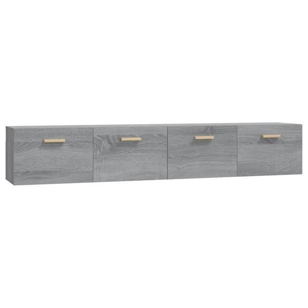 Seinäkaapit 2 kpl harmaa Sonoma 100x36,5x35 cm tekninen puu (15666)