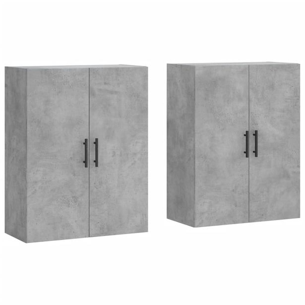 Seinäkaappi 2 kpl betoninharmaa 69,5x34x90 cm (95647)