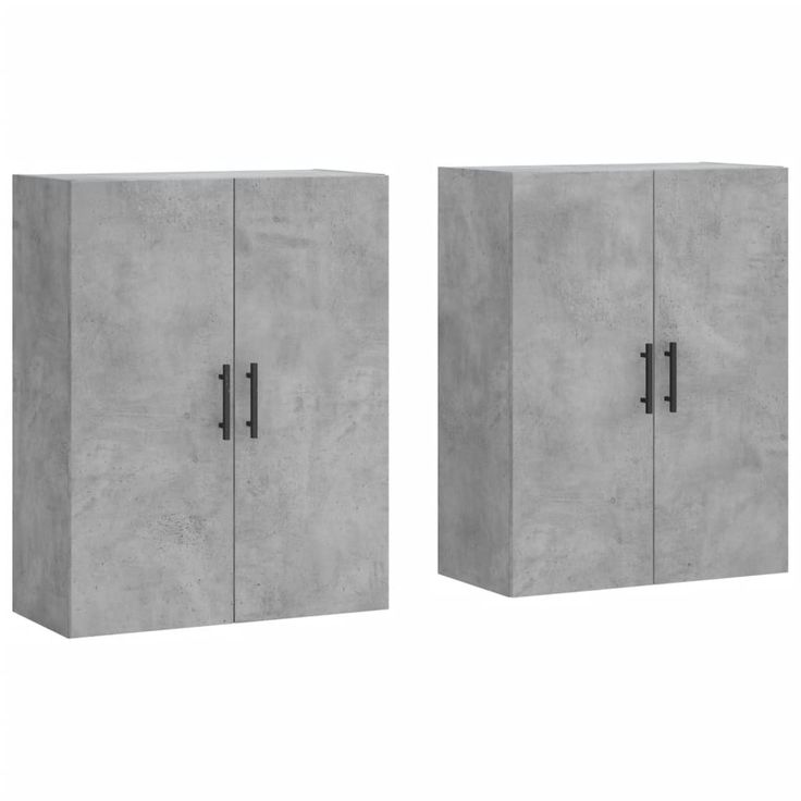Seinäkaappi 2 kpl betoninharmaa 69,5x34x90 cm (95647)