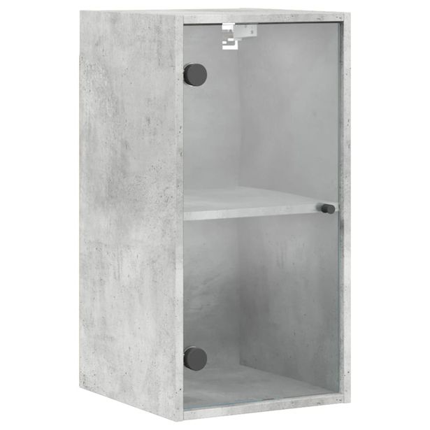 Seinäkaappi lasiovilla betoninharmaa 35x37x68,5 cm (36479)