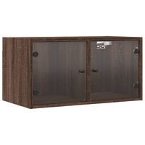 Seinäkaappi lasiovilla ruskea tammi 68,5x37x35 cm (36509)
