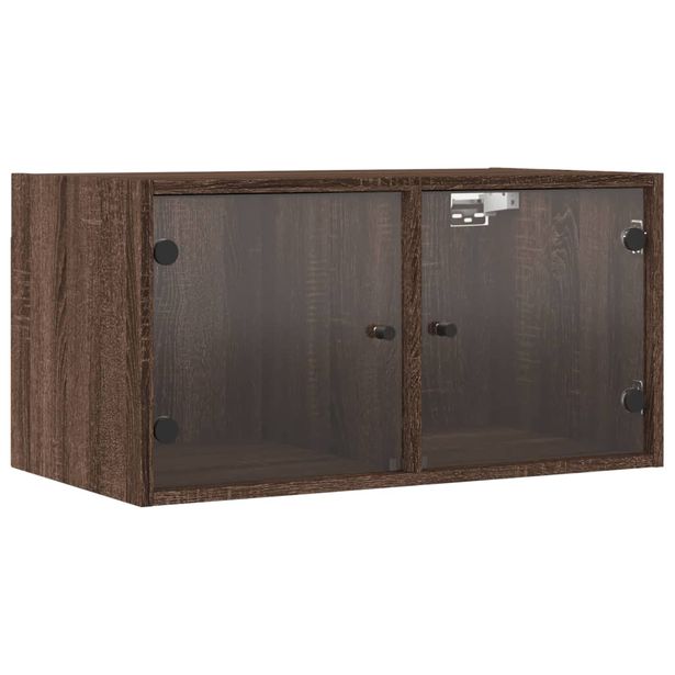 Seinäkaappi lasiovilla ruskea tammi 68,5x37x35 cm (36509)