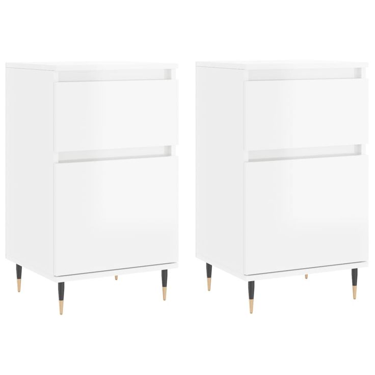 Senkit 2kpl korkeakiilto valkoinen 40x35x70 cm tekninen puu (31137)