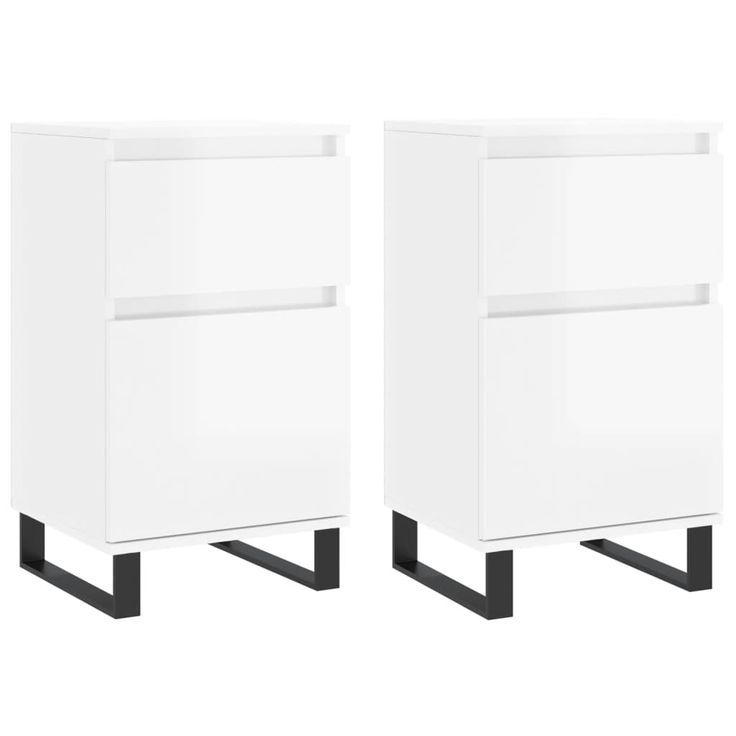 Senkit 2kpl korkeakiilto valkoinen 40x35x70 cm tekninen puu (31169)