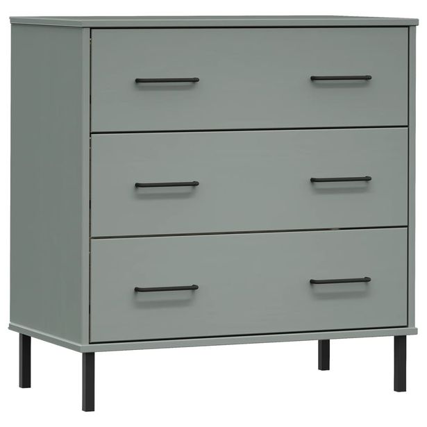 Senkki 3 laatikolla harmaa 77x40x79,5 cm täyspuu OSLO (50980)