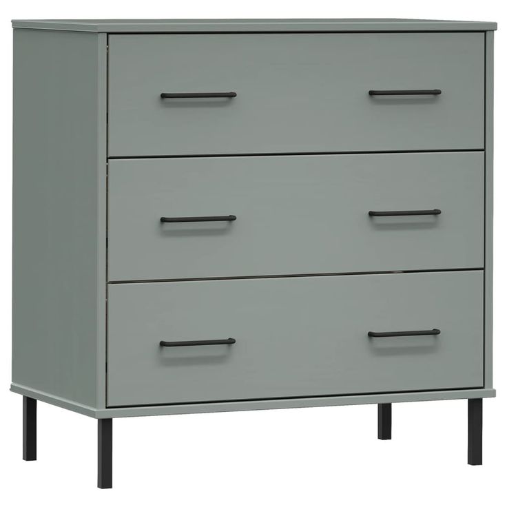 Senkki 3 laatikolla harmaa 77x40x79,5 cm täyspuu OSLO (50980)